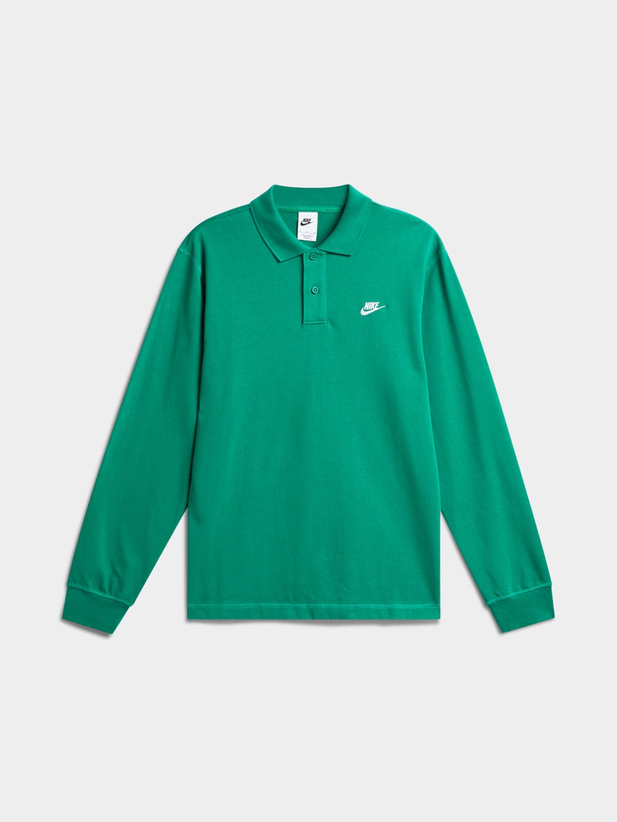 Nike Men's Green Long Sleeve Knitted Polo Shirt